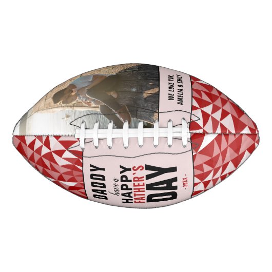 Red Geometrical Dad Happy Father Day Foto American Football (Voorkant)