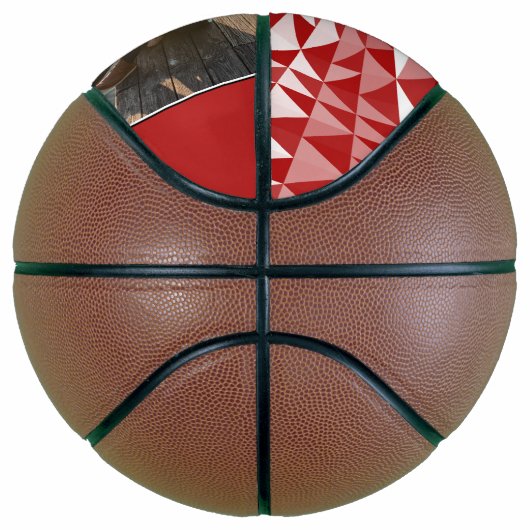 Red Geometrical Dad Happy Father Day Foto Bas Basketbal (Rechts)