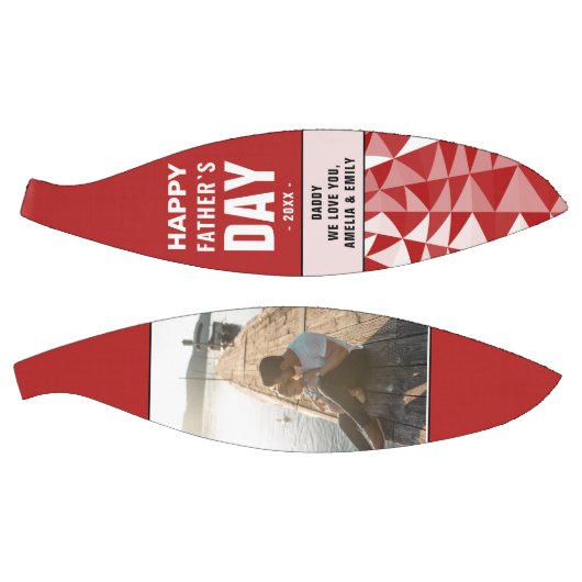 Red Geometrical Dad Happy Father Day Foto Bas Basketbal (Panelen)