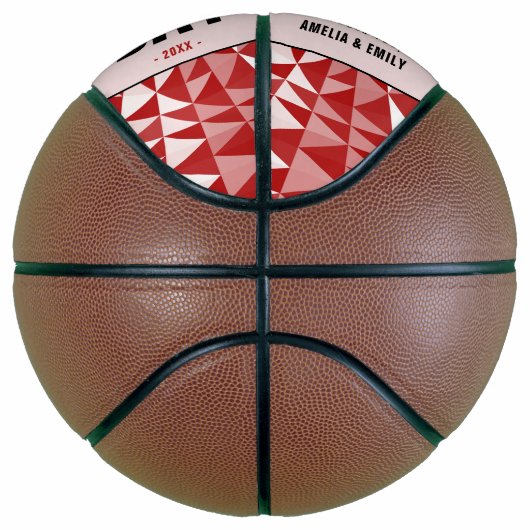 Red Geometrical Dad Happy Father Day Foto Basketbal (Rechts)