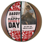 Red Geometrical Dad Happy Father Day Foto Basketbal (Verticaal)