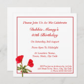 Red Geranium Birthday Invitation Kaart (Voorkant / Achterkant)