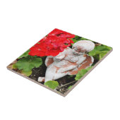 Red Geranium en Cherub Tile Tegeltje (Zijkant)