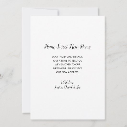 Red Geranium Flower Pots Picket Fence Moving Aankondiging (Achterkant)