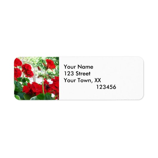 Red Geraniums Return Address Labels (Voorkant)