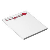 Red Gerber Daisy en Filigree Sjabloon Notitieblok (Schuin)