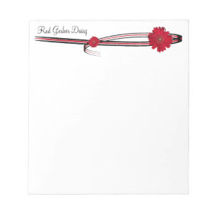 Red Gerber Daisy en Filigree Sjabloon Notitieblok
