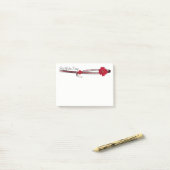 Red Gerber Daisy en Filigree Sjabloon Post-it® Notes (Op bureau)