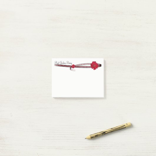 Red Gerber Daisy en Filigree Sjabloon Post-it® Notes (Op bureau)