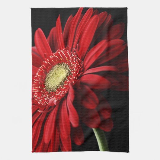 Red Gerber Daisy Kitchen Towel Theedoek (Verticaal)