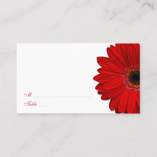 Red Gerber Daisy Mariage Cartes de Place (Devant)