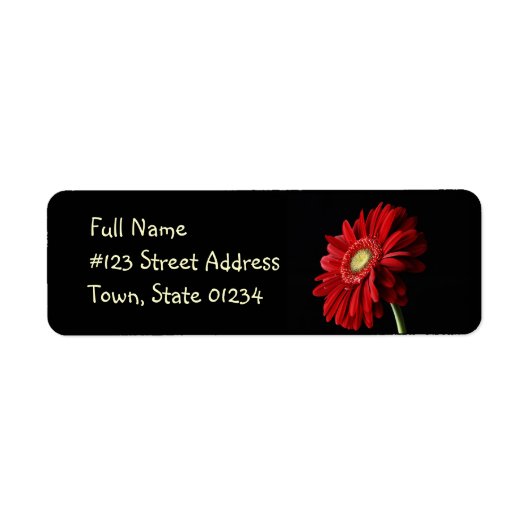 Red Gerber Daisy Retouradreslabel Etiket (Voorkant)