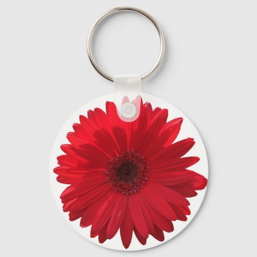 Red Gerber Daisy Sleutelhanger (Voorkant)