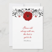 Red Gerbera Daisy Black Floral Wedding Invitation Kaart (Achterkant)