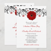 Red Gerbera Daisy Black Floral Wedding Invitation Kaart (Voorkant / Achterkant)