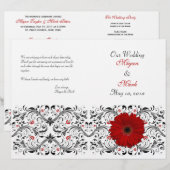 Red Gerbera Daisy Floral Wedding Programme (Voorkant / Achterkant)
