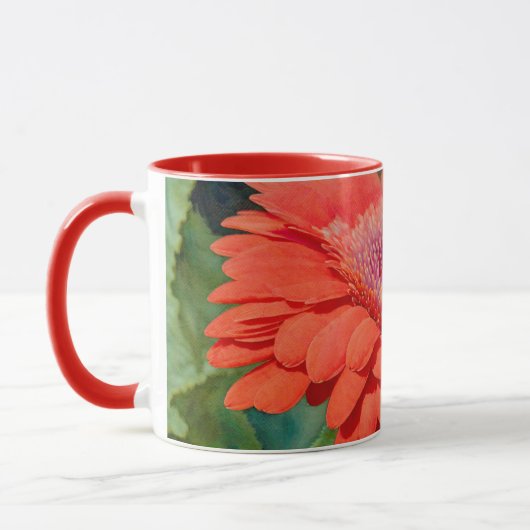 Red Gerbera Daisy Flower Art Mok Cup (Links)