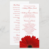 Red Gerbera Daisy Flower Programme de mariage blan (Devant / Derrière)