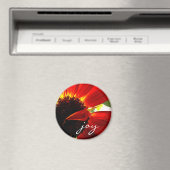 Red Gerbera Daisy Foto Joy Script Vet Modern Magneet (Insitu (Vaatwasser))