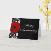 Red Gerbera Daisy Joyeux Anniversaire Carte person (Fleur jaune)