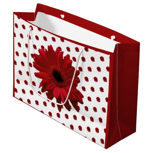 Red Gerbera Daisy Moederdag Groot Cadeauzakje (Voorkant Gekanteld)