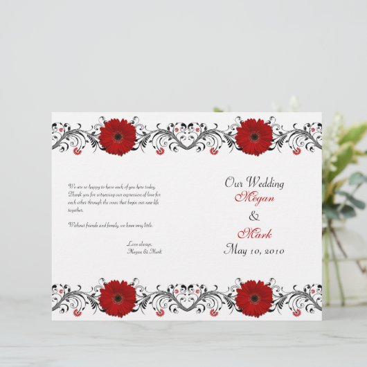 Red Gerbera Daisy Programme de mariage floral (Debout devant)