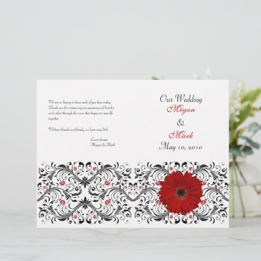 Red Gerbera Daisy Programme de mariage floral (Debout devant)