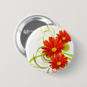 Red Gerbera Daisy Ronde Button 5,7 Cm (Voorkant /achterkant)