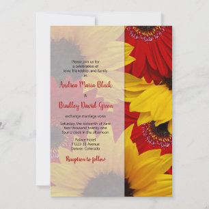 Red Gerbera Daisy Sunflower Wedding Uitnodiging