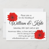 Red Gerbera Faire-part de mariage personnalisée (Dos)
