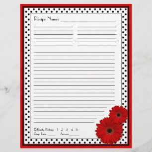 Red Gerbera Polka Dot Multomap Recipe inserts