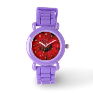 Red Ggloing Daisy Horloge