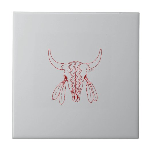 Red Ghost Dance Buffalo gray small tile Tegeltje (Voorkant)