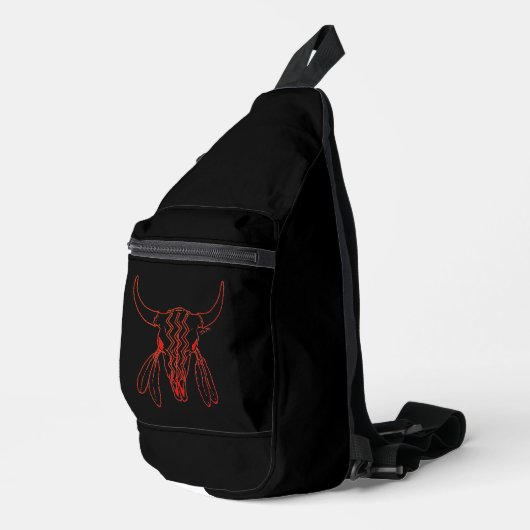 Red Ghost Dance Buffalo ligne sling noir sac à dos (Coin droit)