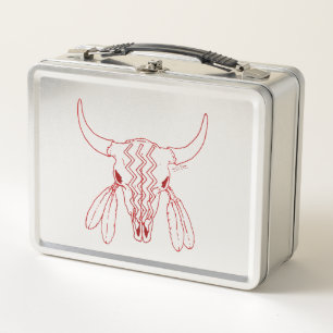 Red Ghost Dance Buffalo lijn roestvrij lunchbox