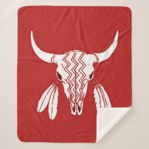 Red Ghost Dance Buffalo medium sherpa deken