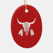 Red Ghost Dance Buffalo oval keramisch ornament (Achterkant)