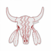 Red Ghost Dance Buffalo red line contour sticker (Devant)