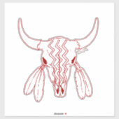 Red Ghost Dance Buffalo red line contour sticker (Feuille)