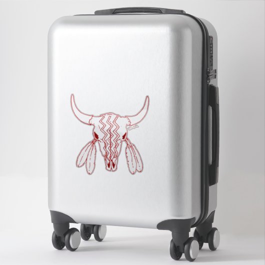 Red Ghost Dance Buffalo red line contour sticker (Sur valise)