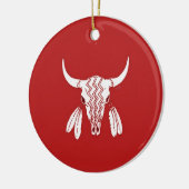 Red Ghost Dance Buffalo rond ornament van keramisc (Links)