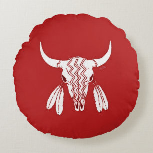 Red Ghost Dance Buffalo rond poly werpt kussen