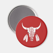 Red Ghost Dance Buffalo standaard ronde magneet (Voorkant / Achterkant)
