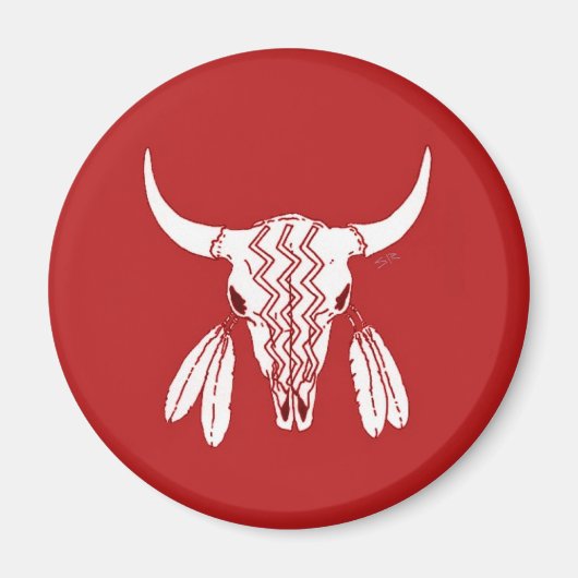 Red Ghost Dance Buffalo standaard ronde magneet (Voorkant)