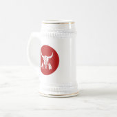 Red Ghost Dance Buffalo wit stein met gouden rand Bierpul (Voorkant links)