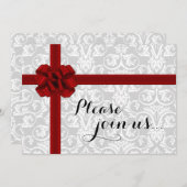 Red Gift Bow Fête Invitation (Devant / Derrière)