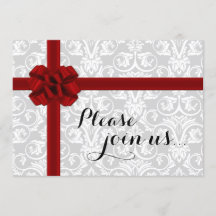 Red Gift Bow Fête Invitation