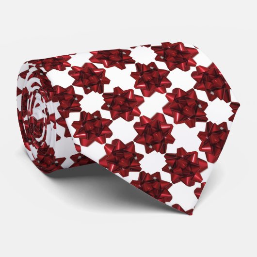 Red Gift Bow Fun Winter Cravate (Roulé)