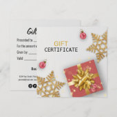 Red Gift Gold Snowflakes Christmas Balls Carte cad (Devant / Derrière)