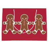 Red Gingerbread Boys Kerst Gift Bag Large Cadeautasje (Voorkant)